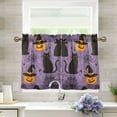 thumbnail image 1 of Yayeee Kitchen Curtains Tier Pair Light Filtering 27"x36" Rod Pocket Short Cafe Window Panel, Purple Halloween Black Cat, 1 of 7