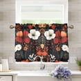 thumbnail image 1 of Yayeee Kitchen Curtains Tier Pair Light Filtering 27"x36" Rod Pocket Short Cafe Window Panel, Red Flowers Pattern, 1 of 7