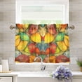 thumbnail image 1 of Yayeee Kitchen Curtains Tier Pair Light Filtering 27"x36" Rod Pocket Short Cafe Window Panel, Retro Autumn Leaves, 1 of 7