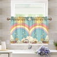 thumbnail image 1 of Yayeee Kitchen Curtains Tier Pair Light Filtering 27"x36" Rod Pocket Short Cafe Window Panel, Retro Beige Rainbow, 1 of 7