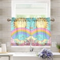thumbnail image 1 of Yayeee Kitchen Curtains Tier Pair Light Filtering 27"x36" Rod Pocket Short Cafe Window Panel, Retro Blue Rainbow, 1 of 7