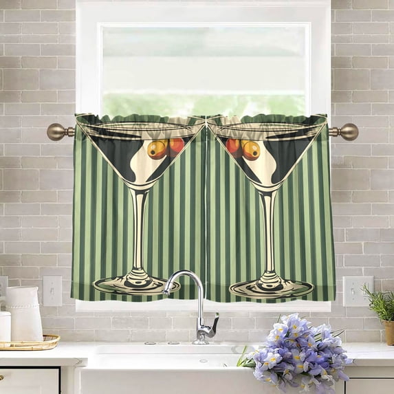 Yayeee Kitchen Curtains Tier Pair Light Filtering 27"x36" Rod Pocket Short Cafe Window Panel, Retro Martinian
