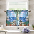 thumbnail image 1 of Yayeee Kitchen Curtains Tier Pair Light Filtering 27"x36" Rod Pocket Short Cafe Window Panel, Sea Window, 1 of 7