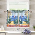 thumbnail image 1 of Yayeee Kitchen Curtains Tier Pair Light Filtering 27"x36" Rod Pocket Short Cafe Window Panel, Seaside Leaves, 1 of 7