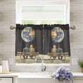 thumbnail image 1 of Yayeee Kitchen Curtains Tier Pair Light Filtering 27"x36" Rod Pocket Short Cafe Window Panel, Sitting on The Moon, 1 of 7