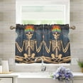 thumbnail image 1 of Yayeee Kitchen Curtains Tier Pair Light Filtering 27"x36" Rod Pocket Short Cafe Window Panel, Skeleton with Rainbow, 1 of 7