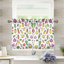 Yayeee Kitchen Curtains Light Filtering 27"x36" Rod Pocket Short Cafe Window Panel, Various Vegetables Pattern