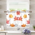 thumbnail image 1 of Yayeee Kitchen Curtains Light Filtering 27"x36" Rod Pocket Short Cafe Window Panel, White Autumn Leaves, 1 of 7