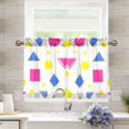 thumbnail image 1 of Yayeee Kitchen Curtains Tier Pair Light Filtering 27"x36" Rod Pocket Short Cafe Window Panel, Yellow Retro Round, 1 of 7
