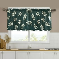 Yayeee Kitchen Curtains Set of 2 Light Filtering 57"x24" Over Sink Window Panels, Beige Leaves
