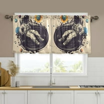Yayeee Kitchen Curtains Set of 2 Light Filtering 57"x24" Over Sink Window Panels, Beige Record
