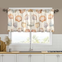 Yayeee Kitchen Curtains Set of 2 Light Filtering 57"x24" Over Sink Window Panels, Beige Seashell