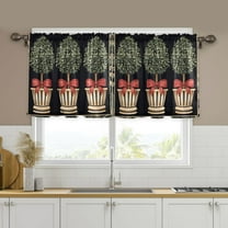 Yayeee Kitchen Curtains Set of 2 Light Filtering 57"x24" Over Sink Window Panels, Beige Striped Trees