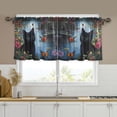 thumbnail image 1 of Yayeee Kitchen Curtains Tier Set of 2 Light Filtering 57"x24" Over Sink Window Panels, Black Cat Flowers, 1 of 7