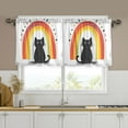 thumbnail image 1 of Yayeee Kitchen Curtains Set of 2 Light Filtering 57"x24" Over Sink Window Panels, Black Cat Rainbow, 1 of 7