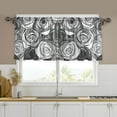 thumbnail image 1 of Yayeee Kitchen Curtains Tier Set of 2 Light Filtering 57"x24" Over Sink Window Panels, Black Roses, 1 of 7
