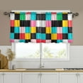thumbnail image 1 of Yayeee Kitchen Curtains Tier Set of 2 Light Filtering 57"x24" Over Sink Window Panels, Blue Checkered Pattern, 1 of 7