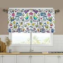 Yayeee Kitchen Curtains Set of 2 Light Filtering 57"x24" Over Sink Window Panels, Blue Doodle Pattern