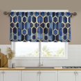 thumbnail image 1 of Yayeee Kitchen Curtains Tier Set of 2 Light Filtering 57"x24" Over Sink Window Panels, Blue Hexagon Pattern, 1 of 7