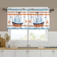 thumbnail image 1 of Yayeee Kitchen Curtains Tier Set of 2 Light Filtering 57"x24" Over Sink Window Panels, Blue Nautical Pattern, 1 of 7