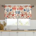 thumbnail image 1 of Yayeee Kitchen Curtains Tier Set of 2 Light Filtering 57"x24" Over Sink Window Panels, Blue Starfish, 1 of 7