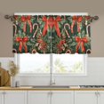 thumbnail image 1 of Yayeee Kitchen Curtains Set of 2 Light Filtering 57"x24" Over Sink Window Panels, Christmas Holly Bows, 1 of 7