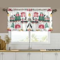 Yayeee Kitchen Curtains Set of 2 Light Filtering 57"x24" Over Sink Window Panels, Christmas Train