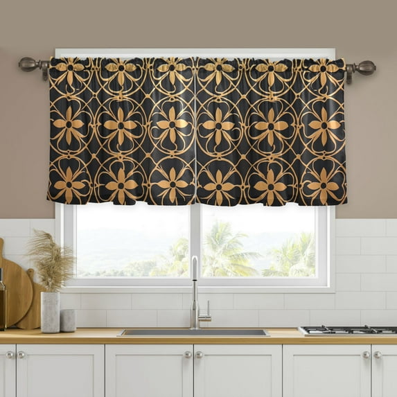 Yayeee Kitchen Curtains Tier Set of 2 Light Filtering 57"x24" Over Sink Window Panels, Classic Floral