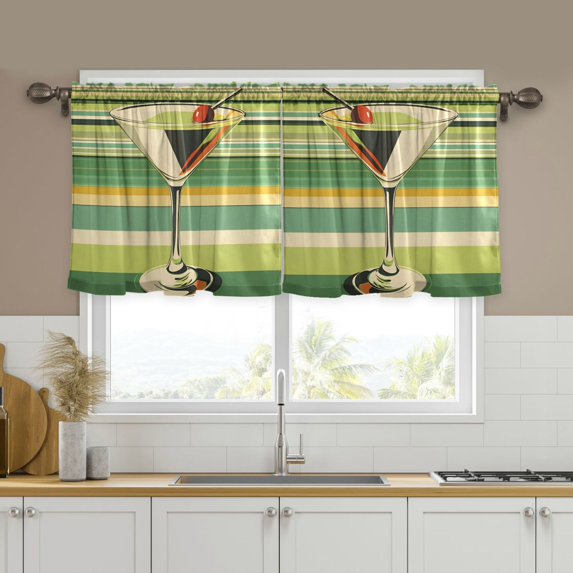 Yayeee Kitchen Curtains Set of 2 Light Filtering 57"x24" Over Sink Window Panels, Colorful Martini