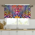 thumbnail image 1 of Yayeee Kitchen Curtains Set of 2 Light Filtering 57"x24" Over Sink Window Panels, Colorful Wavy Plaid, 1 of 7