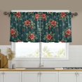 thumbnail image 1 of Yayeee Kitchen Curtains Tier Set of 2 Light Filtering 57"x24" Over Sink Window Panels, Floral Christmas, 1 of 7