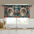 thumbnail image 1 of Yayeee Kitchen Curtains Tier Set of 2 Light Filtering 57"x24" Over Sink Window Panels, Flowers and Cat, 1 of 7
