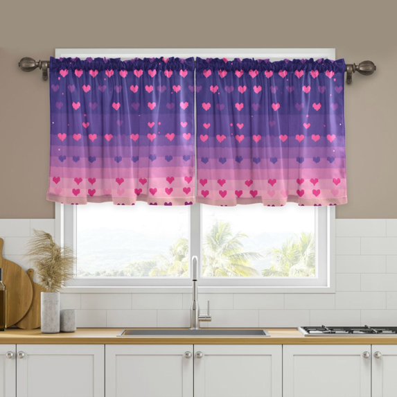 Yayeee Kitchen Curtains Tier Set of 2 Light Filtering 57"x24" Over Sink Window Panels, Gradient Love