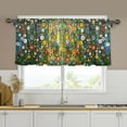 thumbnail image 1 of Yayeee Kitchen Curtains Tier Set of 2 Light Filtering 57"x24" Over Sink Window Panels, Green Floral Garden, 1 of 7