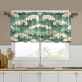 thumbnail image 1 of Yayeee Kitchen Curtains Tier Set of 2 Light Filtering 57"x24" Over Sink Window Panels, Green Wave Pattern, 1 of 7
