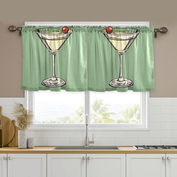 Yayeee Kitchen Curtains Tier Set of 2 Light Filtering 57"x24" Over Sink Window Panels, Lemon Juice