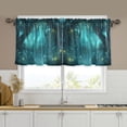 thumbnail image 1 of Yayeee Kitchen Curtains Tier Set of 2 Light Filtering 57"x24" Over Sink Window Panels, Magical Forest, 1 of 7