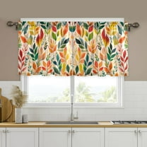 Yayeee Kitchen Curtains Set of 2 Light Filtering 57"x24" Over Sink Window Panels, Orange Leaves
