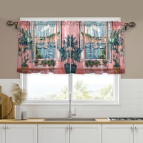 Yayeee Kitchen Curtains Set of 2 Light Filtering 57"x24" Over Sink Window Panels, Pink Boat