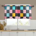 thumbnail image 1 of Yayeee Kitchen Curtains Set of 2 Light Filtering 57"x24" Over Sink Window Panels, Pink Checkered Pattern, 1 of 7