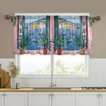 Yayeee Kitchen Curtains Set of 2 Light Filtering 57"x24" Over Sink Window Panels, Pink Window