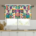 thumbnail image 1 of Yayeee Kitchen Curtains Set of 2 Light Filtering 57"x24" Over Sink Window Panels, Purple Geometric, 1 of 7