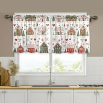 Yayeee Kitchen Curtains Set of 2 Light Filtering 57"x24" Over Sink Window Panels, Red Nordic Christmas House