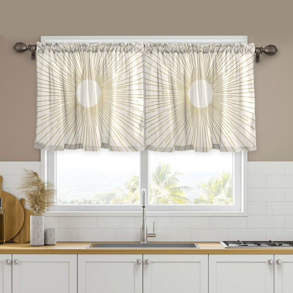 Yayeee Kitchen Curtains Tier Set of 2 Light Filtering 57"x24" Over Sink Window Panels, Sunshine