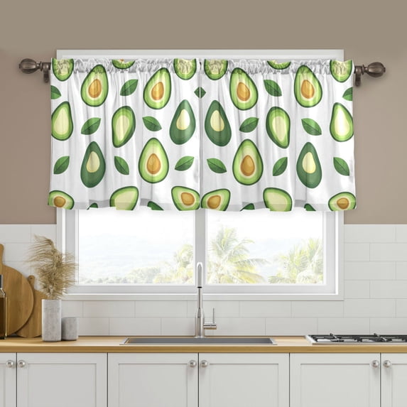 Yayeee Kitchen Curtains Tier Set of 2 Light Filtering 57"x36" Over Sink Window Panels, Avocado