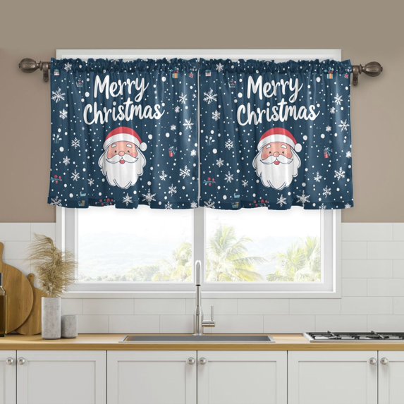 Yayeee Kitchen Curtains Tier Set of 2 Light Filtering 57"x36" Over Sink Window Panels, Christmas Santa