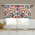 thumbnail image 1 of Yayeee Kitchen Curtains Set of 2 Light Filtering 57"x36" Over Sink Window Panels, Dark Colorful Circles, 1 of 7