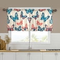 thumbnail image 1 of Yayeee Kitchen Curtains Tier Set of 2 Light Filtering 57"x36" Over Sink Window Panels, Green Butterflies, 1 of 7