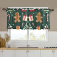 thumbnail image 1 of Yayeee Kitchen Curtains Tier Set of 2 Light Filtering 57"x36" Over Sink Window Panels, Green Christmas Gingerbread, 1 of 7