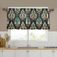 thumbnail image 1 of Yayeee Kitchen Curtains Tier Set of 2 Light Filtering 57"x36" Over Sink Window Panels, Green Peacock Pattern, 1 of 7